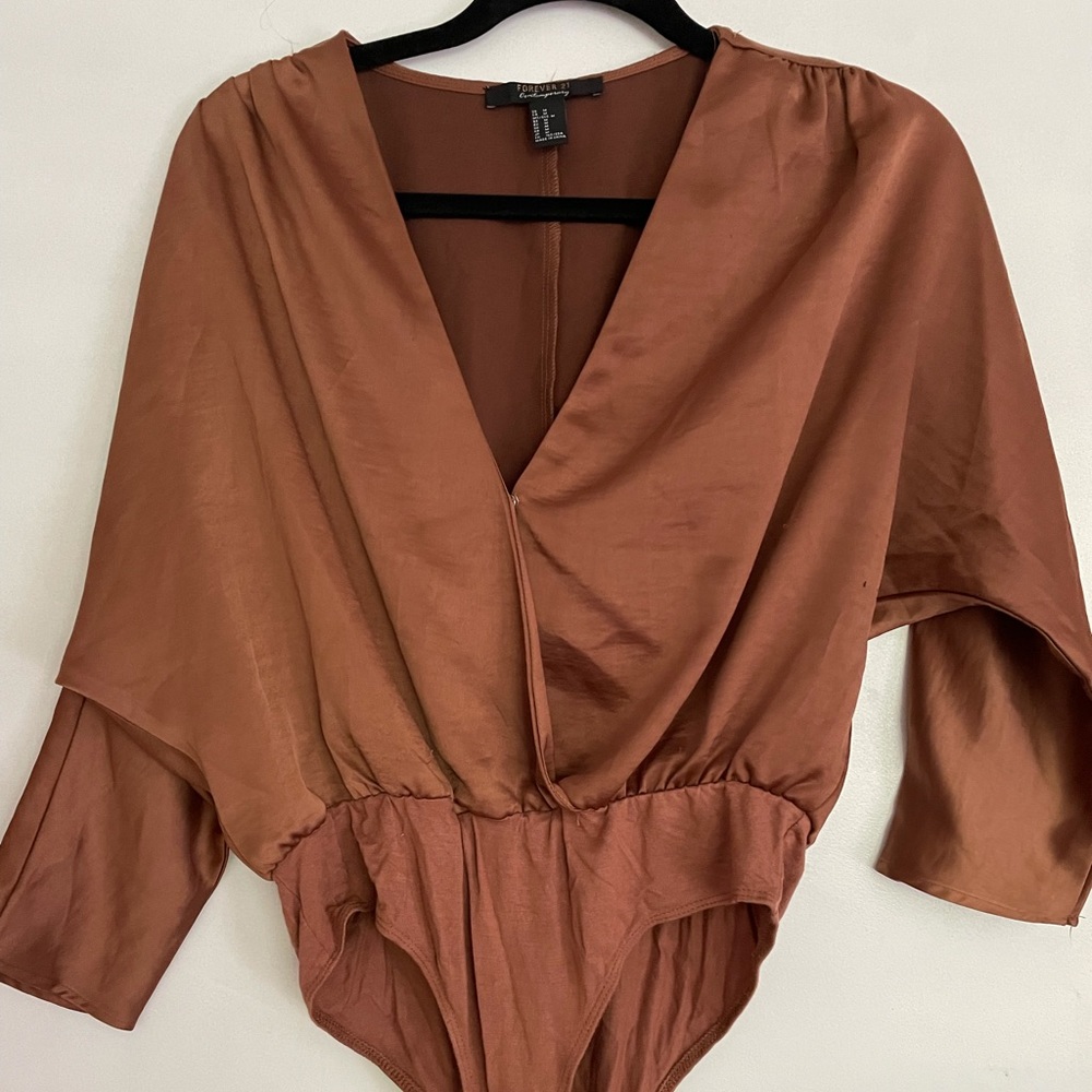 Forever 21 Copper Draped Bodysuit M